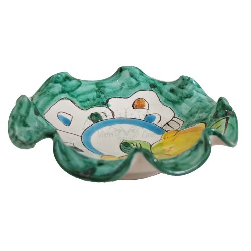 Scalloped bowl. Houses and Lemons line. Hand-painted Vietri ceramic.