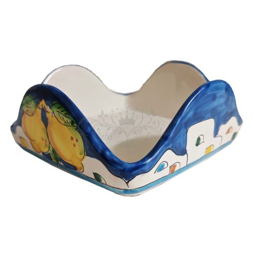 Napkin holder. Positano Houses collection. Hand-painted Vietri ceramic.