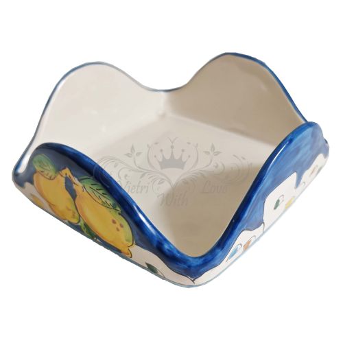 Napkin holder. Positano Houses collection. Hand-painted Vietri ceramic.