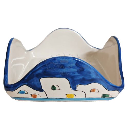 Napkin holder. Positano Houses collection. Hand-painted Vietri ceramic.
