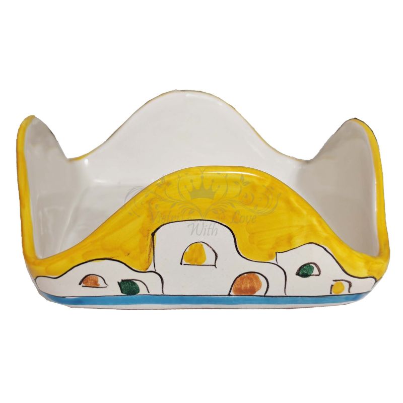 Napkin holder. Positano Houses collection. Hand-painted Vietri ceramic.