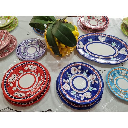 Vietri ceramic animal line service plates, 18 pieces