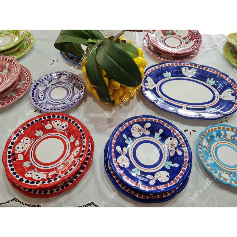 Vietri ceramic animal line service plates, 18...