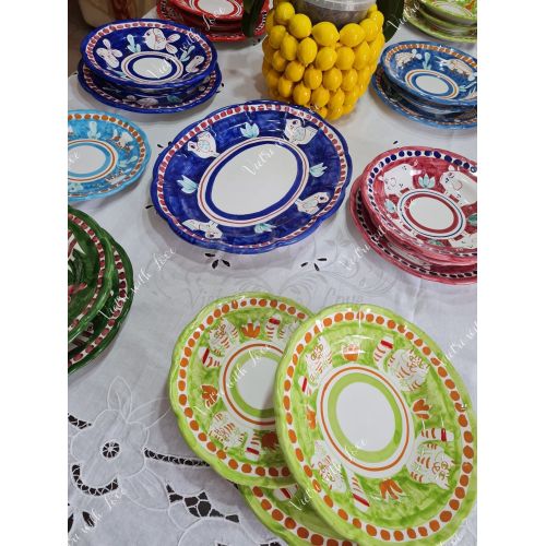 Vietri ceramic animal line service plates, 18 pieces