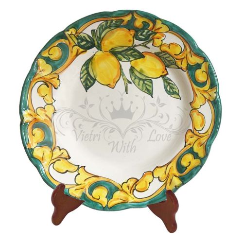 Plate. Dish Baroque & Lemons line. Hand-painted Vietri ceramic. Bases, flat plates, fruit/dessert underplates.
