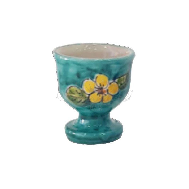 Eierbecher Blumenlinie. Handbemalte Vietri-Keramik