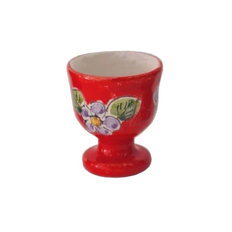 Eierbecher Blumenlinie. Handbemalte Vietri-Keramik