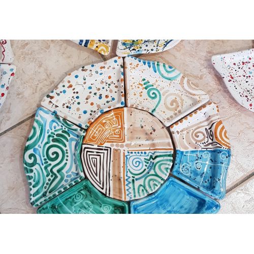 Appetizer set. Cold Dinner. 7 pieces. Moderna line. Hand-painted Vietri ceramics.
