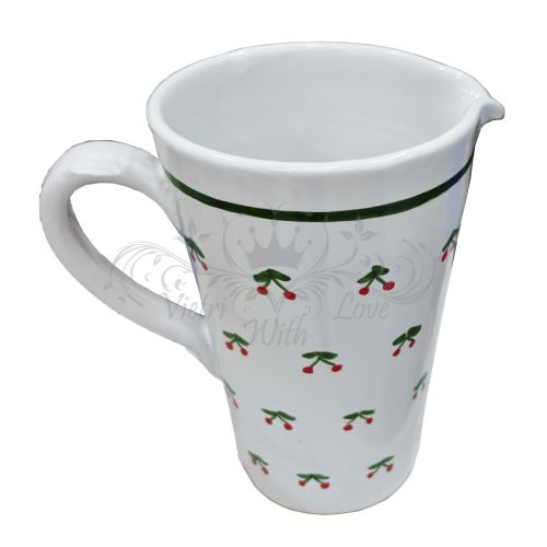 Carafe Conique. Ligne Cerises. Céramique de Vietri. Peinte à la main.