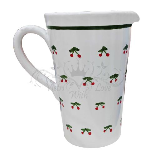 Carafe Conique. Ligne Cerises. Céramique de Vietri. Peinte à la main.
