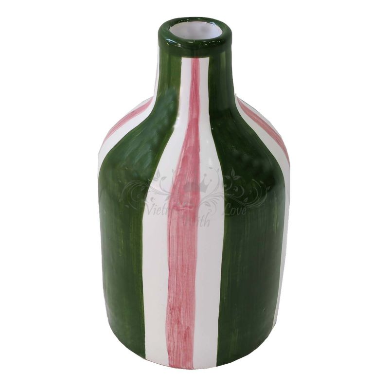 Oil cruet bottle Stripes line. Hand painted Vietri ceramic
