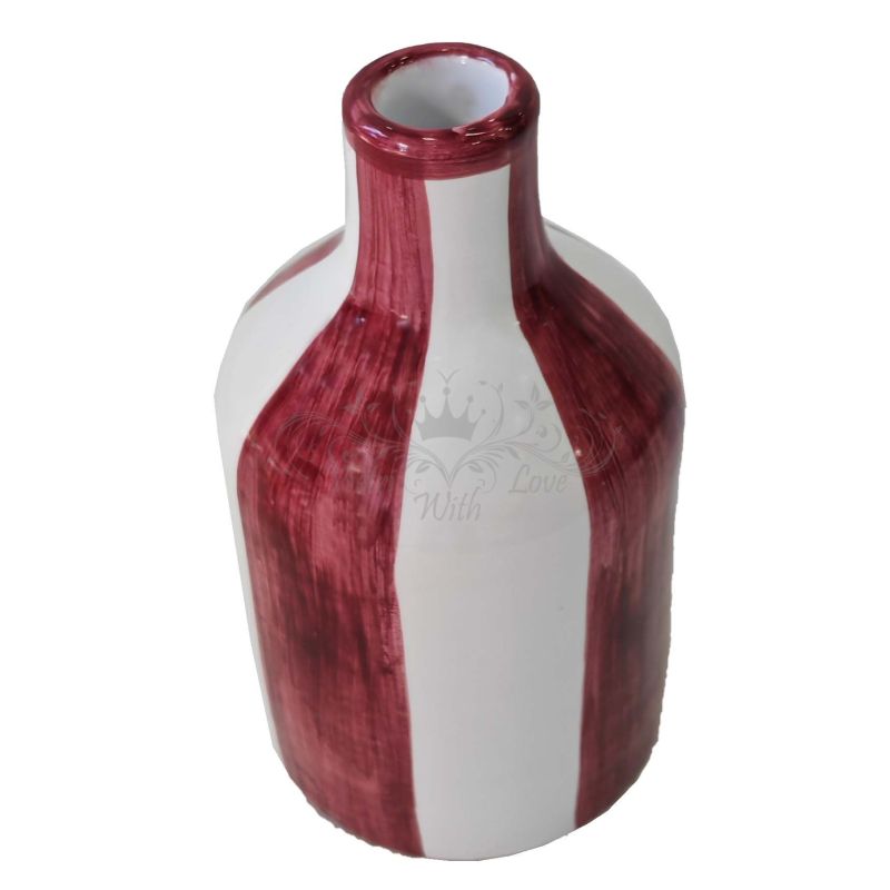 Oliera Acetiera bottiglia olio Aceto Linea Righe. Ceramica di Vietri dipinta a mano