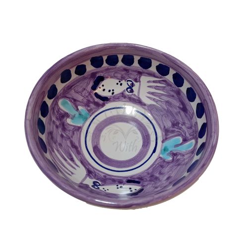 Bowl Regular border Animal line - handpainted Vietri ceramic