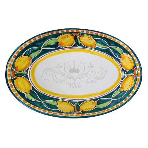 Plat ovale ou coupe. Ligne Citrons en Cercle. Céramique...