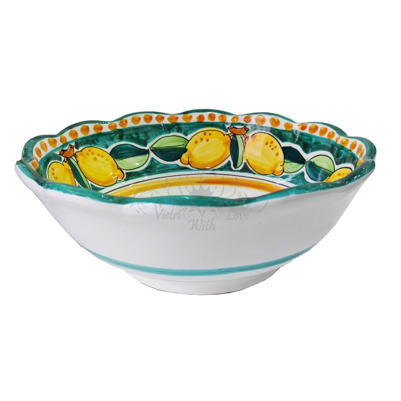 Salatschüssel mit Wellenschliff, Lemon Line....