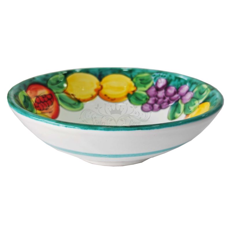 Bowl Regular border Smooth cup. Deep plate. Fruit and Lemon Line. Hand-painted Vietri ceramic.