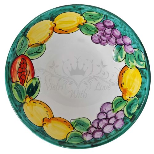Coppa liscia piatto fondo fondina insalatiera. Linea Frutta e Limoni. Ceramica di vietri dipinta a mano.
