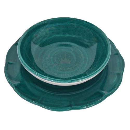 Piatto Linea pennellato. Dipinto a mano. Ceramica di Vietri. Bis ciotola e piatto piano