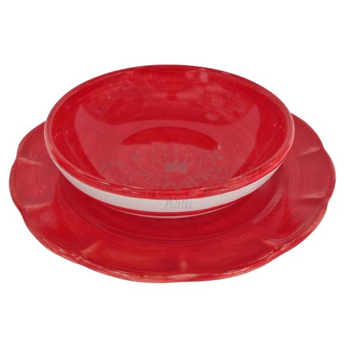 Plate. Brushstroke line. Hand-painted Vietri ceramic. Also available: bowl and flat plate.