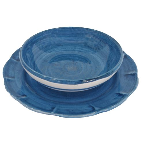 Assiette. Ligne coup de pinceau. Céramique de Vietri peinte à la main. Aussi disponible : bol et assiette plate.