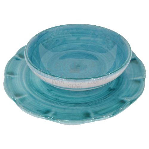 Assiette. Ligne coup de pinceau. Céramique de Vietri peinte à la main. Aussi disponible : bol et assiette plate.