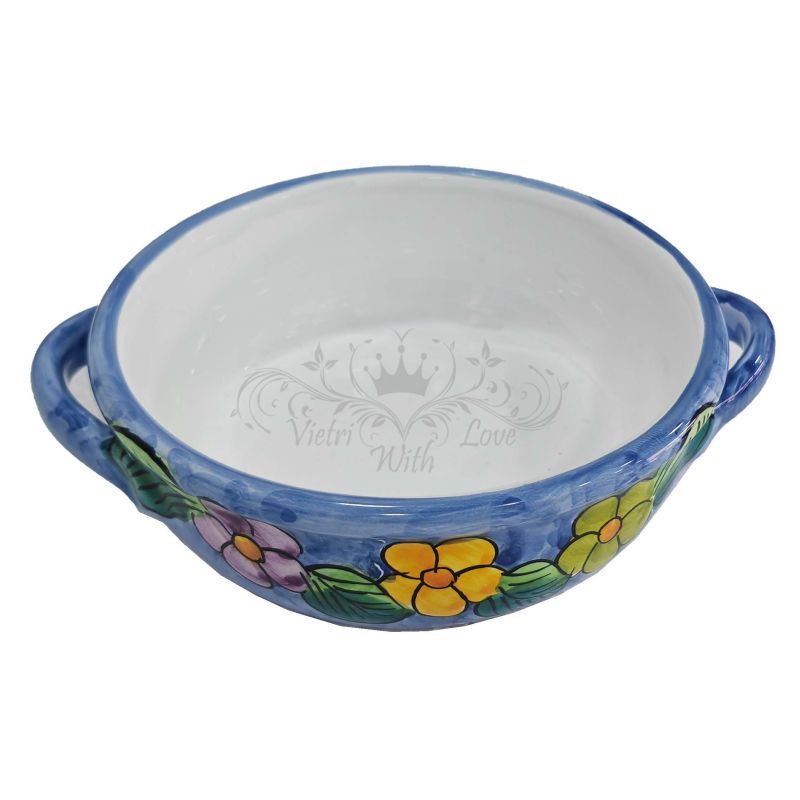 Oven terrine. Flower line. Hand painted Vietri...