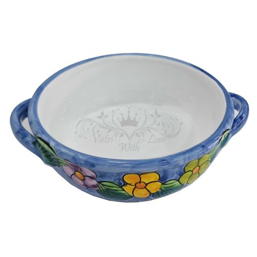 Terrine backen. Blumenlinie. Handbemalte Vietri-Keramik