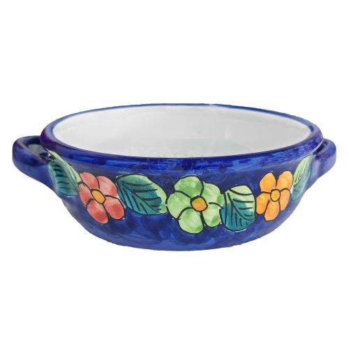 Terrine backen. Blumenlinie. Handbemalte Vietri-Keramik