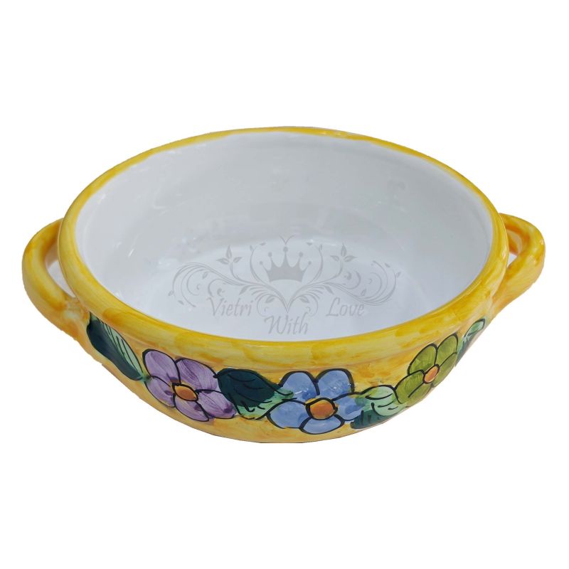 Oven terrine. Flower line. Hand painted Vietri...