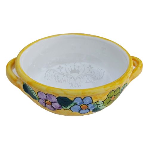 Oven terrine. Flower line. Hand painted Vietri ceramics