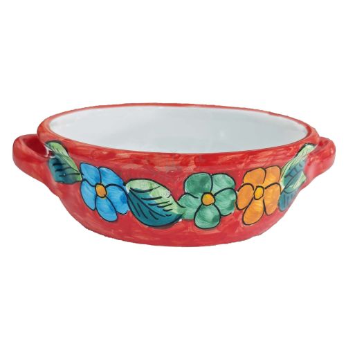 Oven terrine. Flower line. Hand painted Vietri ceramics