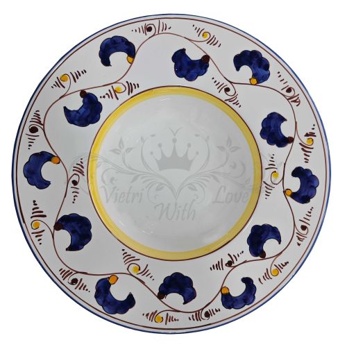 Priest hat plate. Flowers Line. Big Mama. Vietri ceramic. Hand-painted.