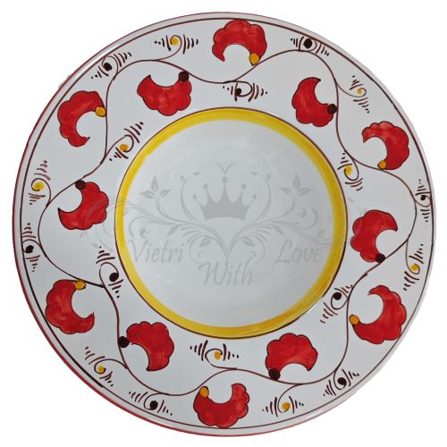 Priest hat plate. Flowers Line. Big Mama. Vietri ceramic. Hand-painted.