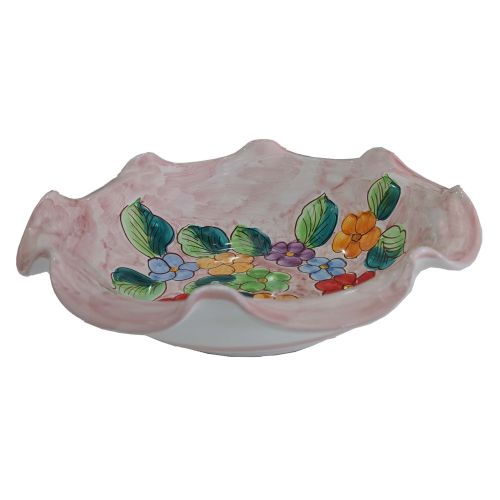 Coupe festonnée, saladier. Ligne Fleurs. Céramique de Vietri peinte à la main.