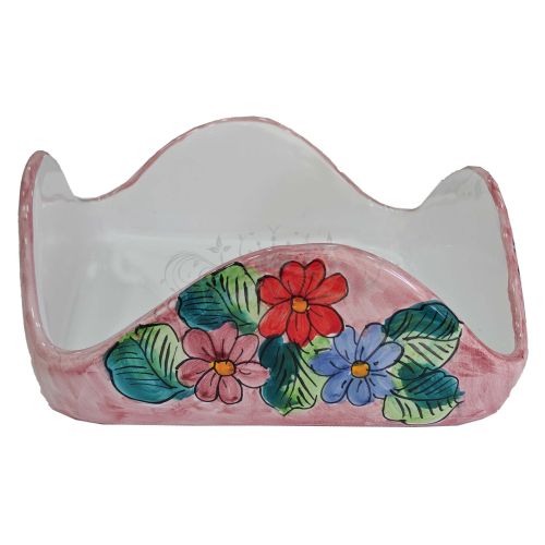 Porta tovaglioli Linea Fiori. Ceramica di vietri dipinta a mano