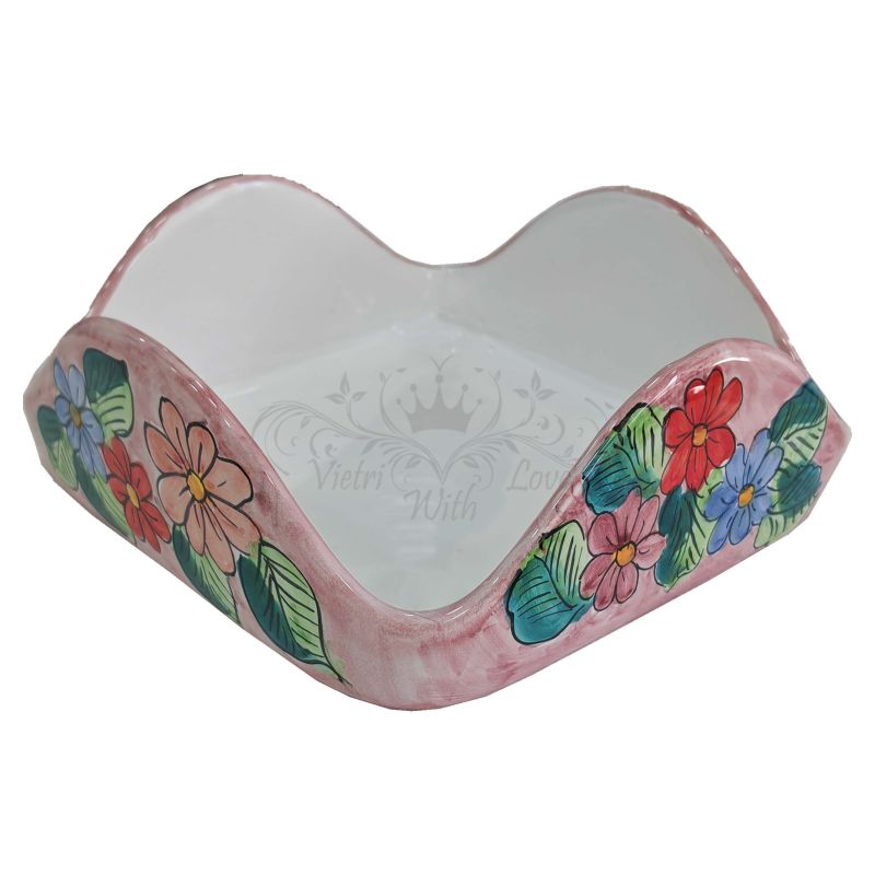 Porta tovaglioli Linea Fiori. Ceramica di...