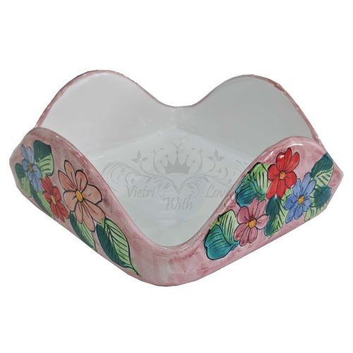 Porta tovaglioli Linea Fiori. Ceramica di vietri dipinta a mano