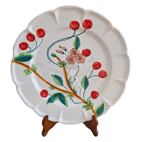 Dish, plate Cherries line Hand-painted Vietri ceramic Available as a dinner plate soup plate dessert/fruit plate, or underplate.