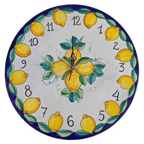Reloj de pared. Línea Limones. Cerámica de Vietri. Pintado a mano.