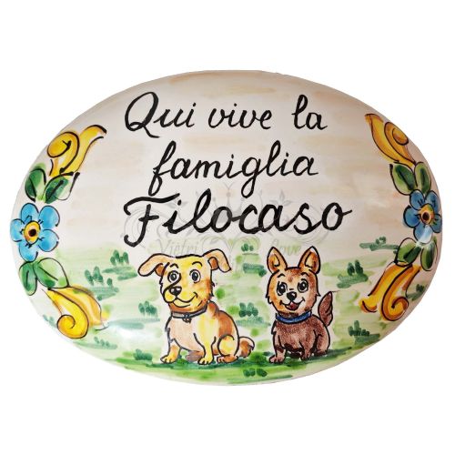 Placa ovalada personalizable. Cerámica Vietri pintada a mano