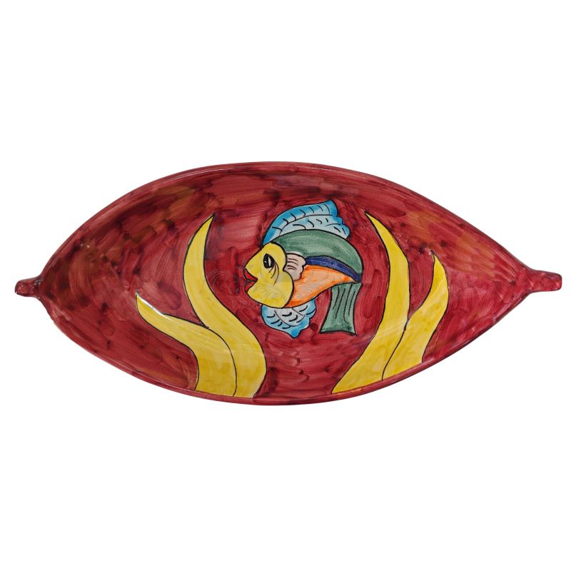 Boat Shape Plate. fishes line. Hand-painted...