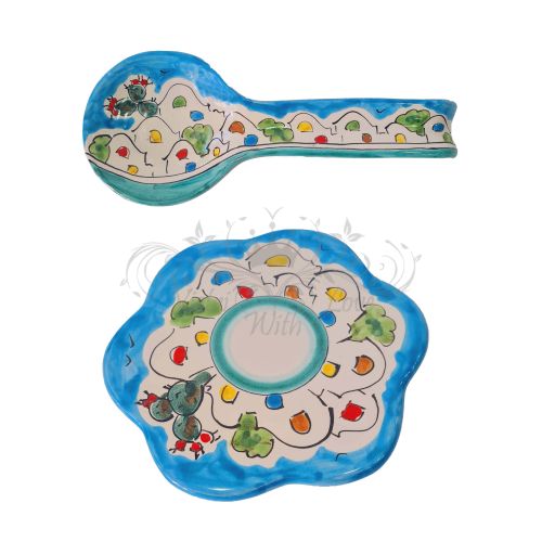 Poggia mestolo poggia pentole. Linea Casette. Ceramica di Vietri dipinta mano