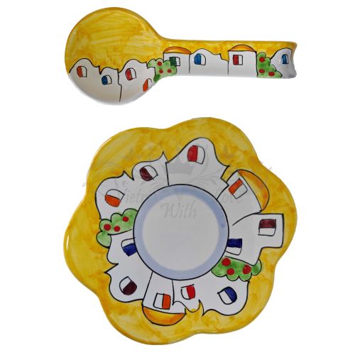 Cutlery rest pot rest. Positano line. Hand-painted Vietri ceramic.