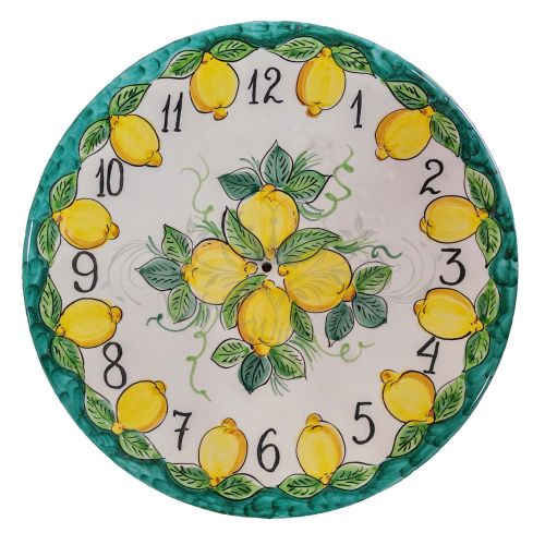 Wall clock. Lemon line. Vietri ceramic. Hand-painted.