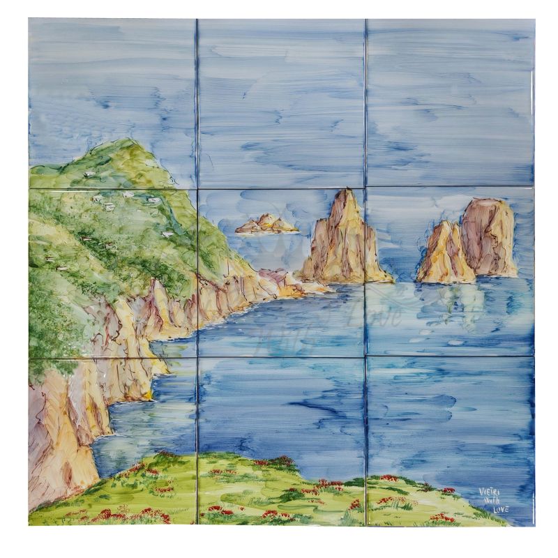 Panel de Pared. Panorama de Capri. Cerámica de...