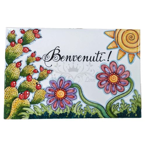 Rechteckiges, personalisierbares Schild. Vietri-Keramik. Handbemalt.