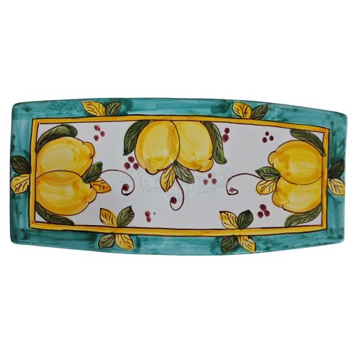 Sushi plate Lemons line. Hand-painted Vietri ceramic.