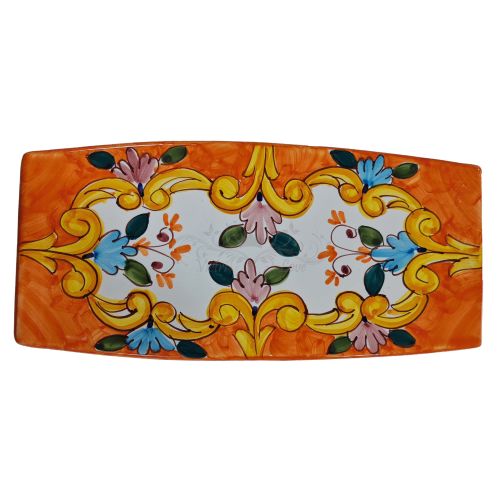 Sushi plate Baroque and Flowers line. Hand-painted Vietri ceramic.