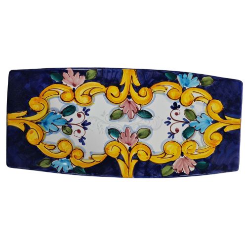 Sushi plate Baroque and Flowers line. Hand-painted Vietri ceramic.