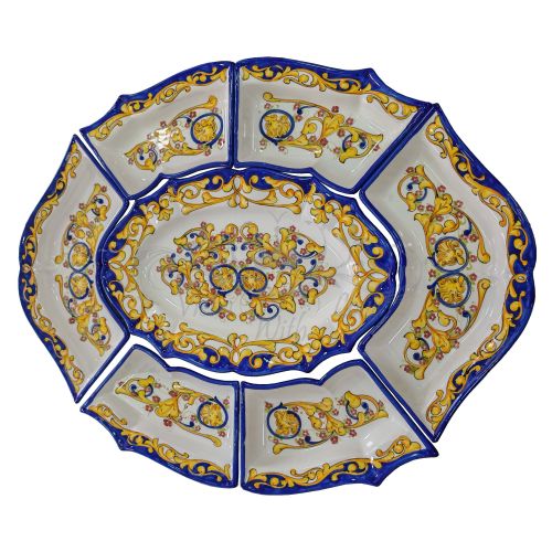Antipastiera. Cena Fredda. 7 pezzi. Linea Barocco. Ceramica di Vietri. Dipinta a mano